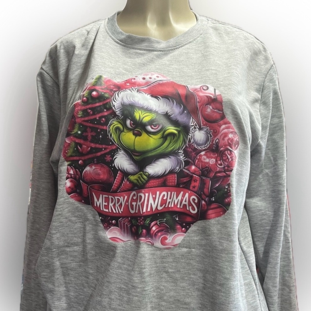 Gray Merry Grinchmas Sweatshirt. NWOT